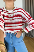 ZR Pulpy Kırmızı Çizgili Sweatshirt