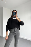 ZR Siyah Bebe Yaka Sweatshirt