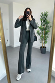 Antrasit Çizgili Premium Blazer Pantolon Takım