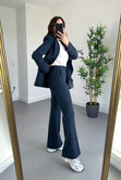 Lacivert Çizgili Premium Blazer Pantolon Takım