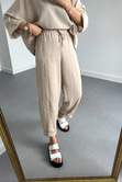 Oysho Model Taş Rengi Keten Takım