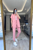 Pembe Püsküllü Kanvas Takım