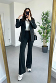 Siyah Çizgili Premium Blazer Pantolon Takım