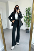 Siyah Çizgili Premium Blazer Pantolon Takım
