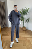 Storm Antrasit Modal Sweatshirt Pantolon Takım
