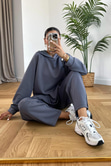 Storm Antrasit Modal Sweatshirt Pantolon Takım