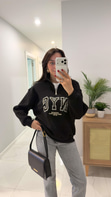 Tiessa Siyah NYC Baskılı Sweat