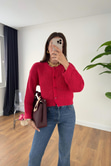 Tisa Kırmızı Triko Crop Hırka