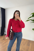 Tisa Kırmızı Triko Crop Hırka
