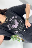 Antrasit Full Time Baskılı Tişört