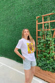 Beyaz Flower Tişört