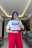 Beyaz Nasa İşlemeli Tişört