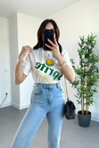 Beyaz Sprite Baskılı Basic Tişört
