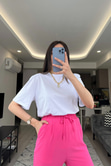 Beyaz Vatkalı Basic Tişört