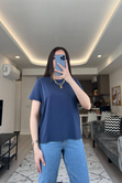 Bikbok Lacivert Basic Tişört