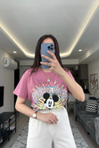 Gül Kurusu Mickey Baskılı Tişört