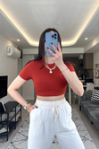 Kiremit Fitilli Crop Tişört