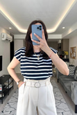 Laci Çizgili Vatkalı Basic Tişört