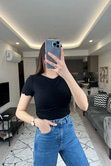 Na-kd Siyah Önü Büzgülü Tişört