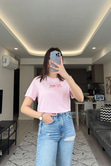 Pembe Salty Waves Tişört