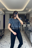 Str Antrasit Yıkamalı Tişört