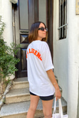 Turuncu Baskılı Oversize T-Shirt