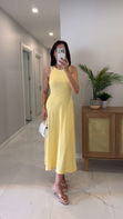 Tolen Sarı Taş Detaylı Örme Elbise