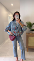 Toves Mavi Nakış İşleme Detaylı Denim Ceket