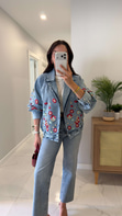 Toves Mavi Nakış İşleme Detaylı Denim Ceket