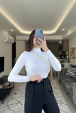 Beyaz Balıkçı Yaka Kazak