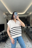 Beyaz Fermuarlı Süveter