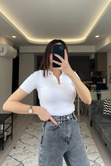 Beyaz Polo Yaka Triko