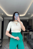 Ekru Pencere Detaylı Triko