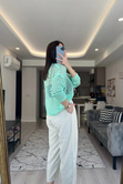 Mint Yeşili Ajurlu Triko