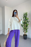 Mng Felisia Ekru Çelik Triko