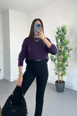 Mor Bisiklet Yaka Basic Triko