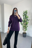 Mor Bisiklet Yaka Basic Triko
