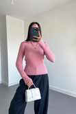 Nakd Pembe Bisiklet Yaka Triko Kazak
