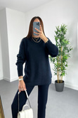 Woxe Lacivert Bisiklet Yaka Basic Triko
