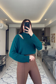 Yeşil Pencere Detaylı Triko