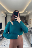 Yeşil Pencere Detaylı Triko