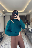 Yeşil Pencere Detaylı Triko