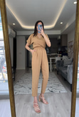 Camel Beli Lastikli Tulum