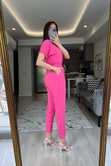 Pembe Beli Lastikli Tulum