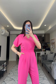 Pembe Beli Lastikli Tulum