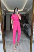 Pembe Beli Lastikli Tulum