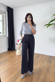 Ulsana Lacivert Premium Linen Pantolon