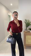 Unwera Bordo Polo Yaka Fitilli Triko