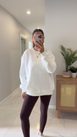 Valeria Beyaz Oversize Basic Sweatshirt