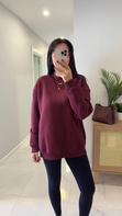 Valeria Bordo Oversize Basic Sweatshirt